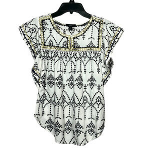 J. Crew Flutter Short Sleeve Eyelet Embroidered Boho 100% Cotton Top Size Small